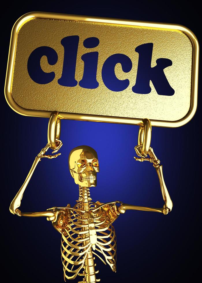 fare clic su parola e scheletro dorato foto