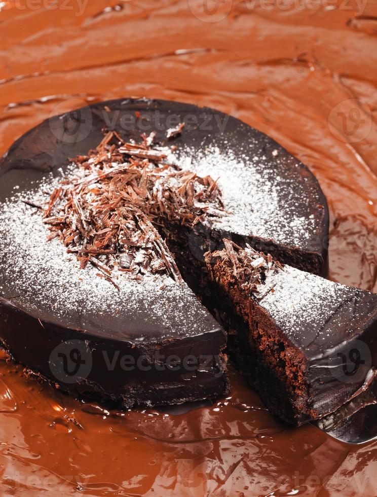 natura morta di torta al cioccolato foto
