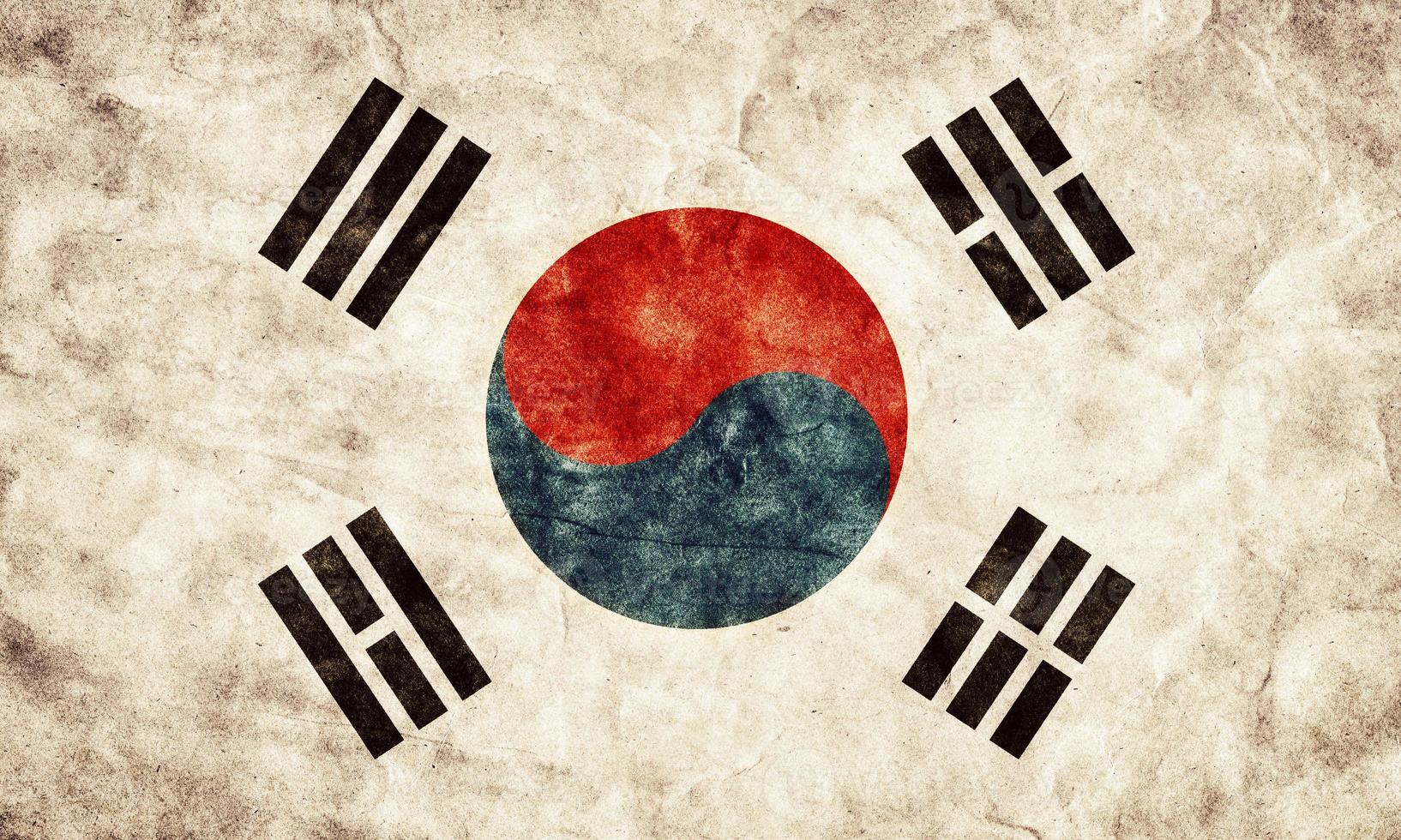 bandiera del grunge della Corea del Sud. oggetto della mia collezione di bandiere vintage e retrò foto