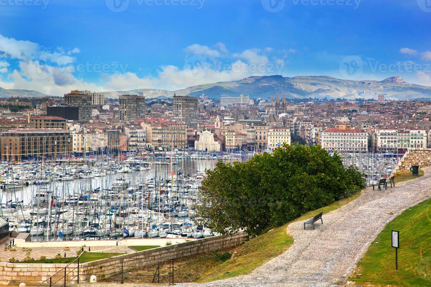 marsiglia, francia panorama, famoso porto. foto