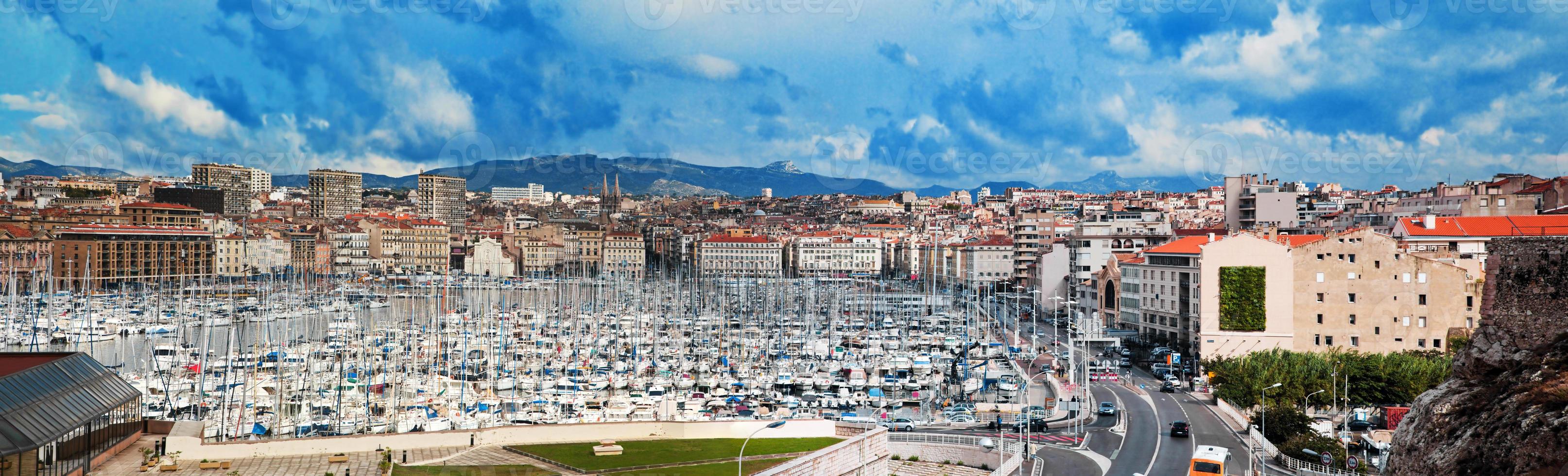 marsiglia, francia panorama, famoso porto. foto