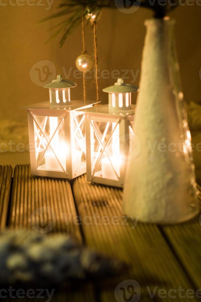 lanterne in miniatura decorazione invernale foto