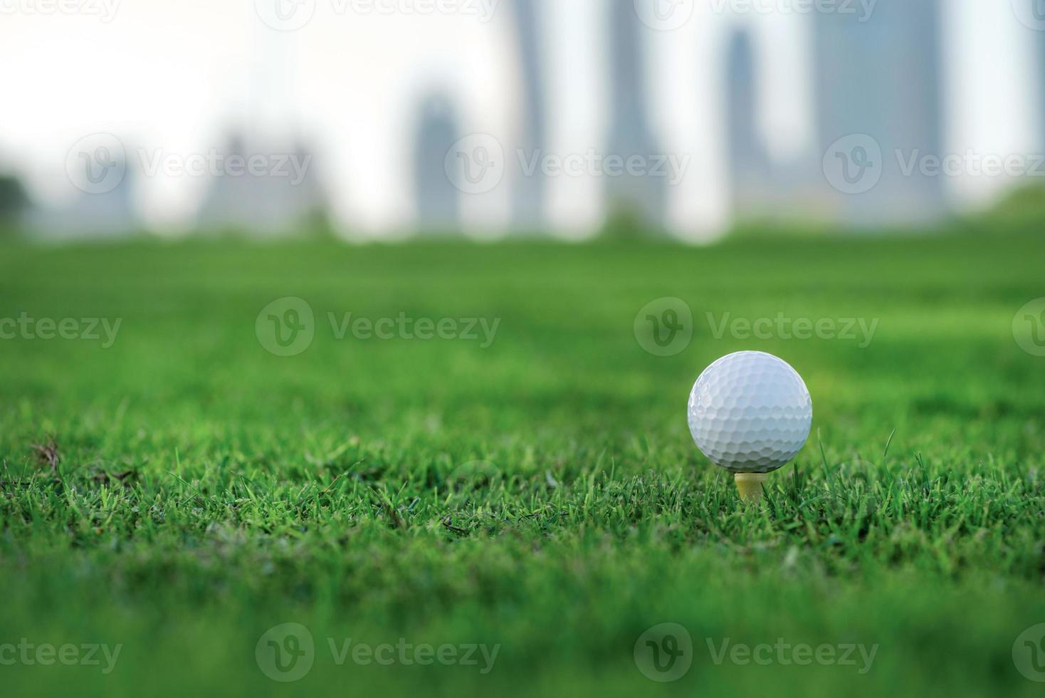 golf professionale. pallina da golf è sul tee foto
