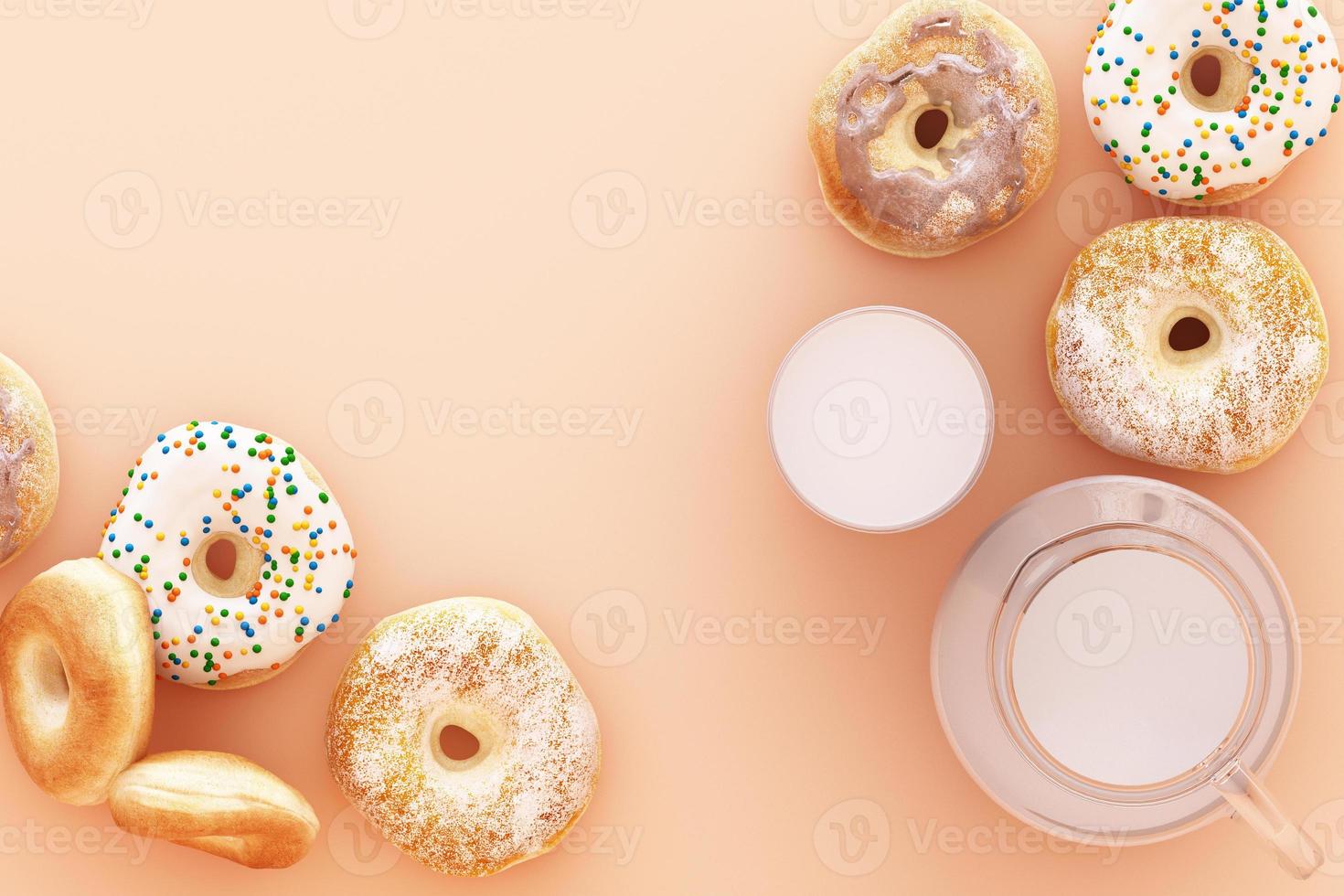 cibo e dolci su sfondo pastello rendering 3d foto