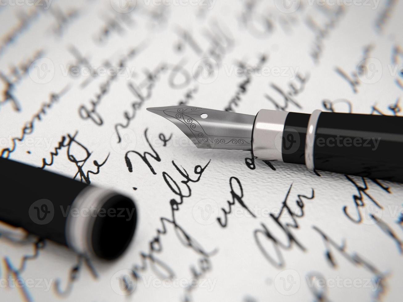 lettera scritta a mano e penna stilografica foto
