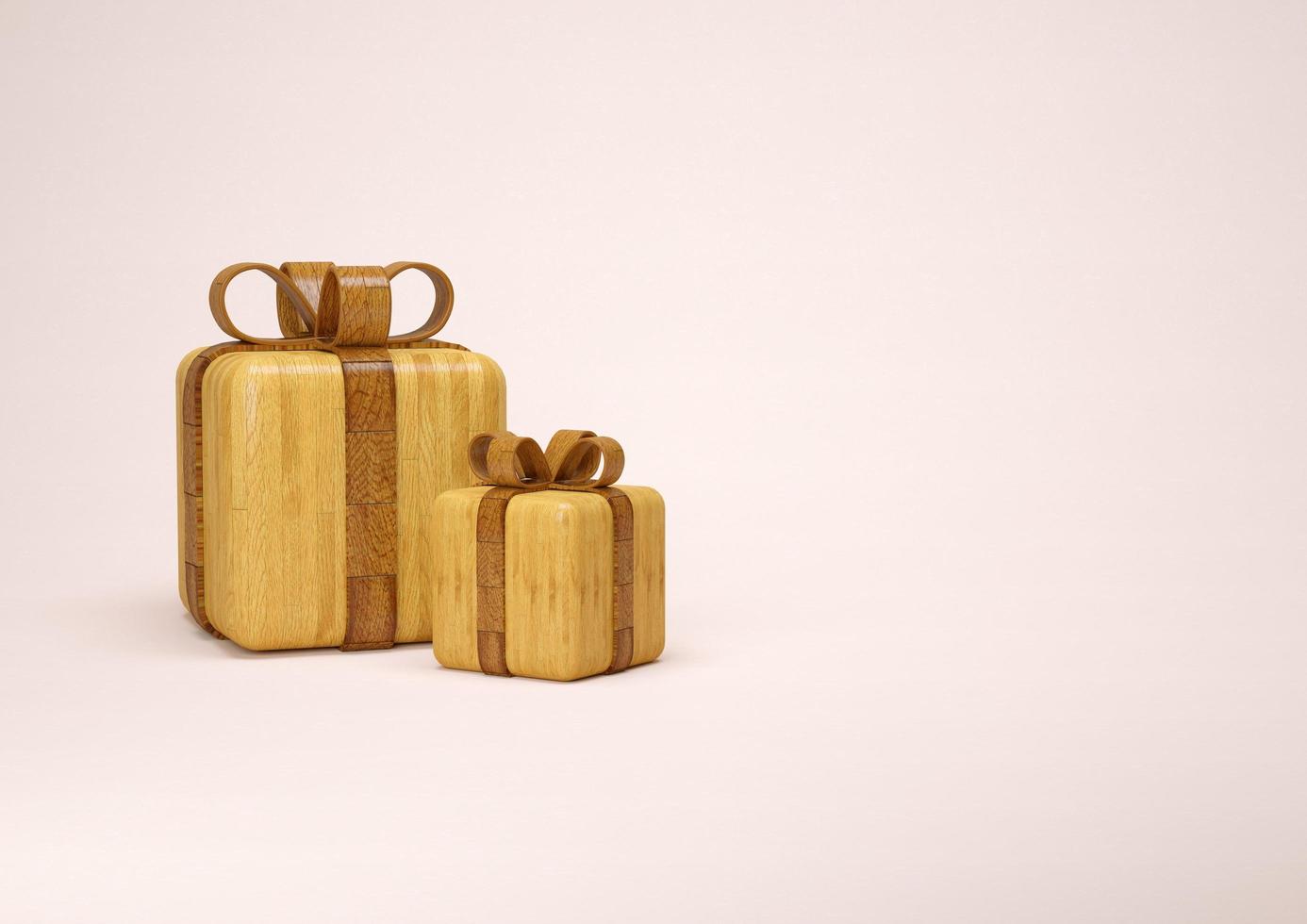 scatola regalo di natale in legno su sfondo rosa rendering 3d foto