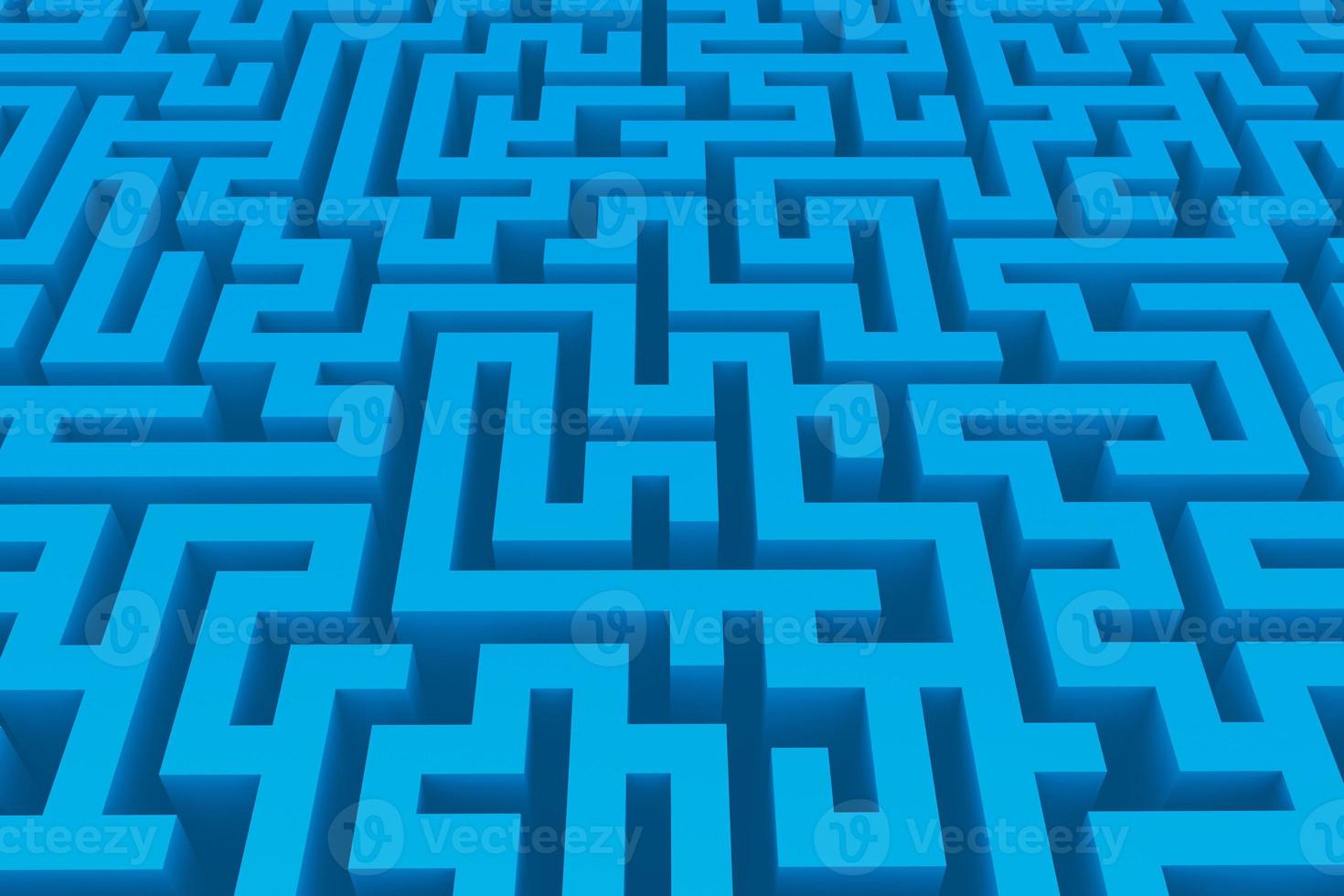 disegno del modello astratto del labirinto blu. sfondo del labirinto di profondità isometrica. illustrazione 3d astratta foto