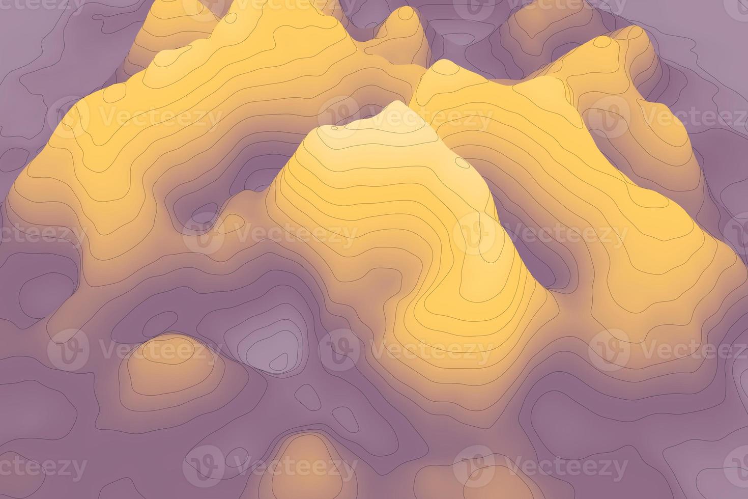 carta da parati latitudine del confine. area di montagna con linee topografiche di contorno illustrazione 3d. paesaggio topografico astratto foto