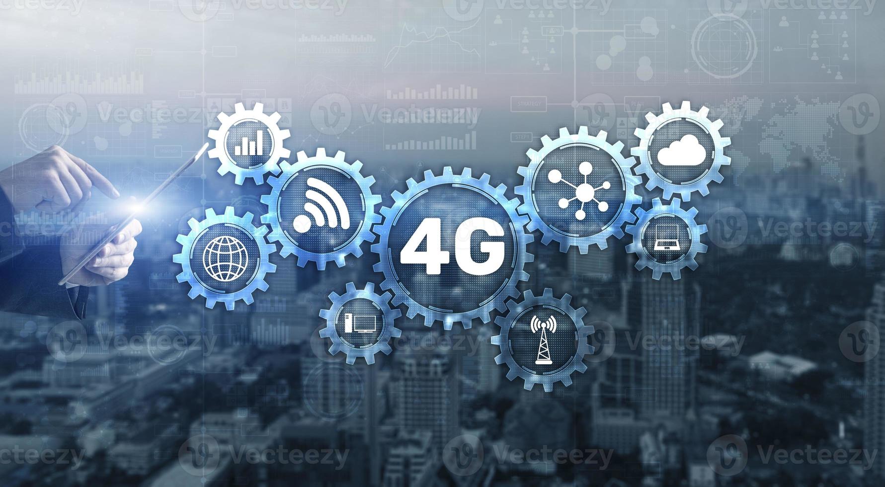 Concetto di telecomunicazione con connessione Internet ad alta velocità 4g foto