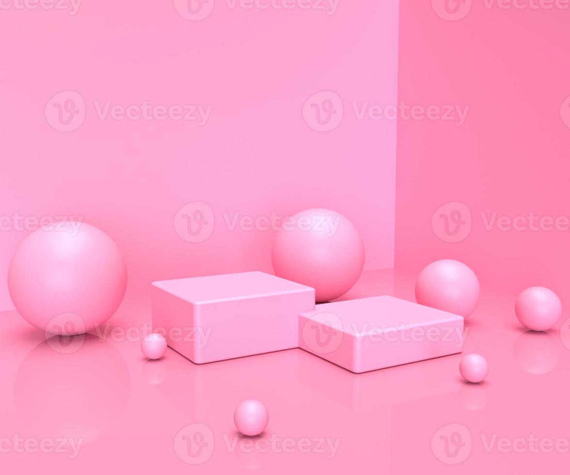 3d abstract render.beauty prodotti impostati per packaging cosmetico e skincare mockup design minimale su sfondo rosa pastello foto