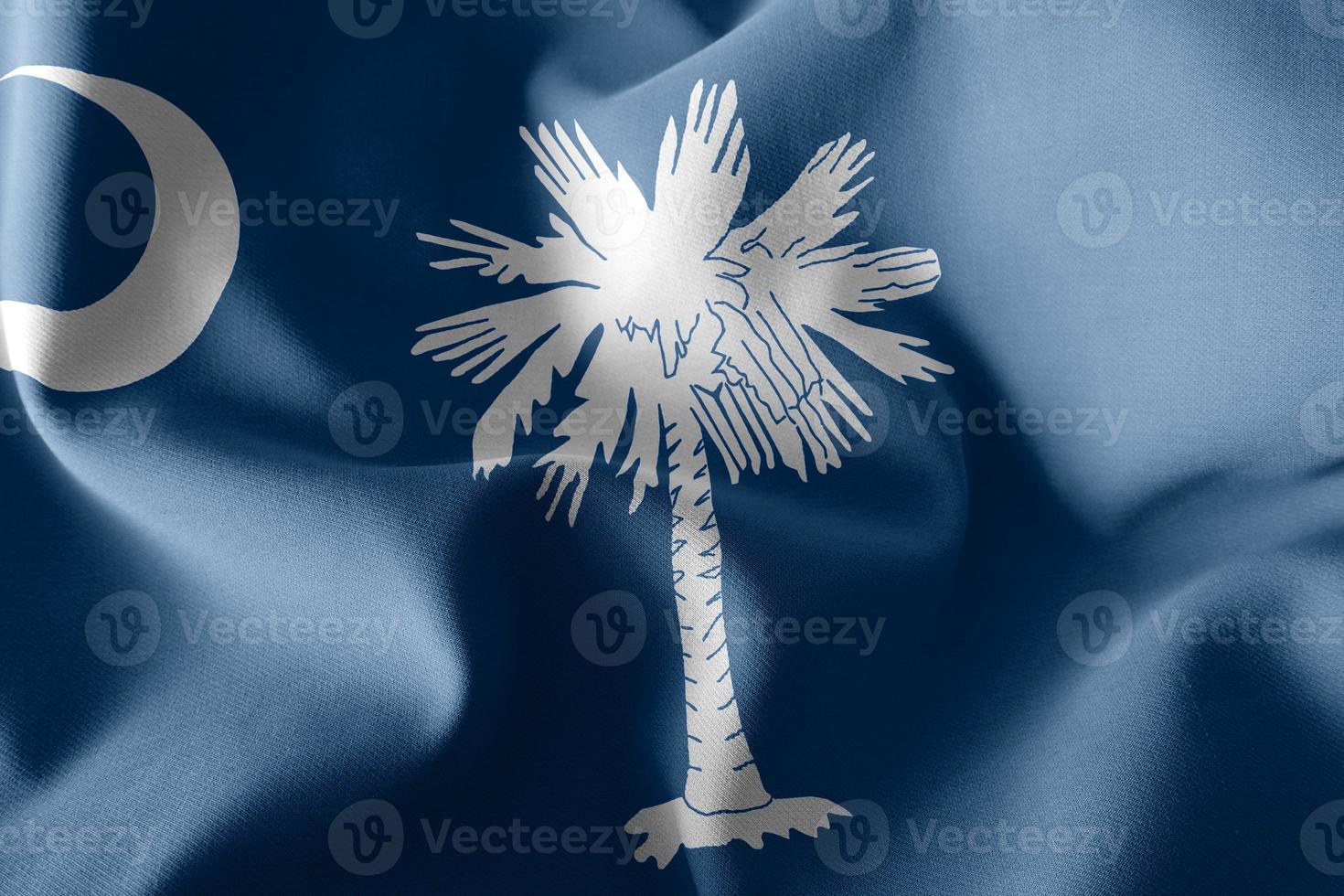 illustrazione 3d La bandiera della Carolina del Sud è una regione della sta unita foto