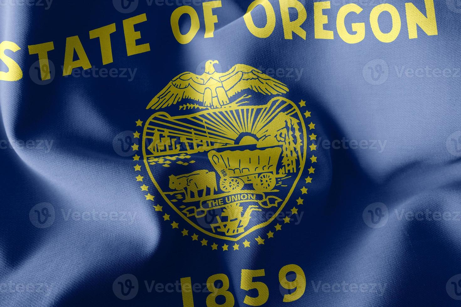 illustrazione 3d La bandiera dell'oregon è una regione degli stati uniti. wav foto