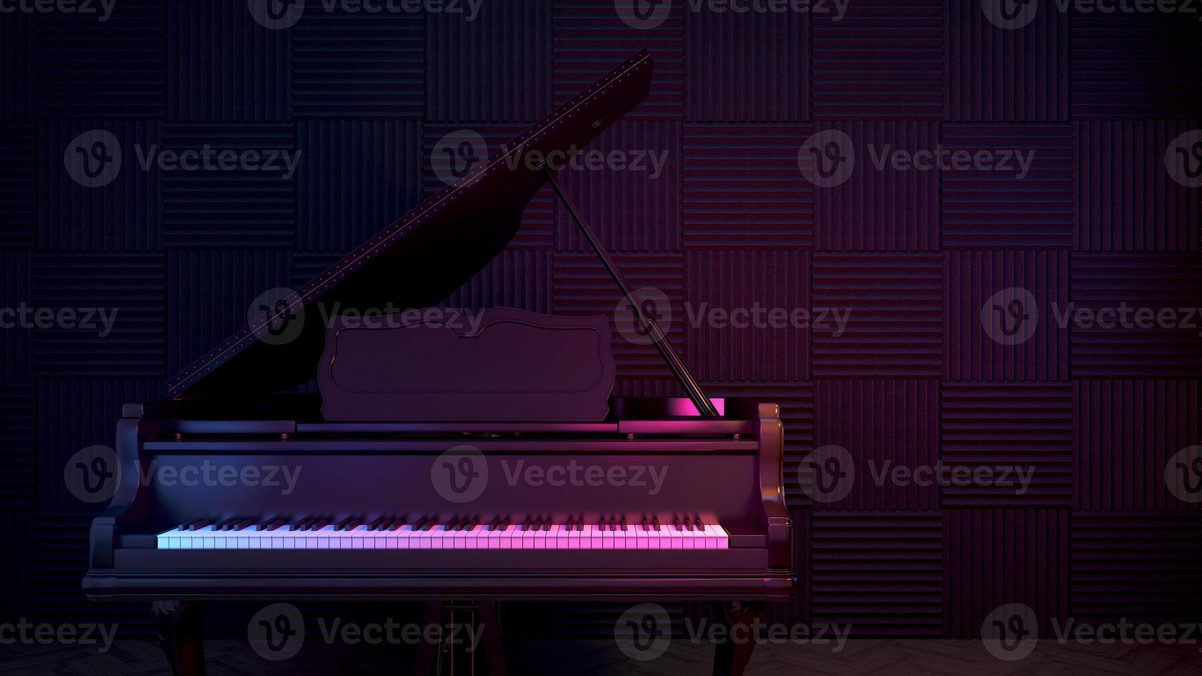 pianoforte in pratica room.3d rendering foto