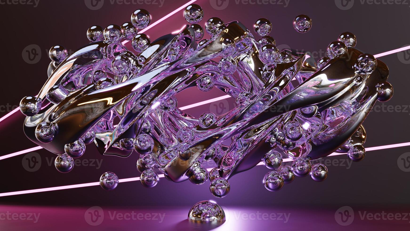 bolle d'acciaio bellissimo sfondo viola. bolle con sospensione metallica di riflessione. illustrazione 3d foto