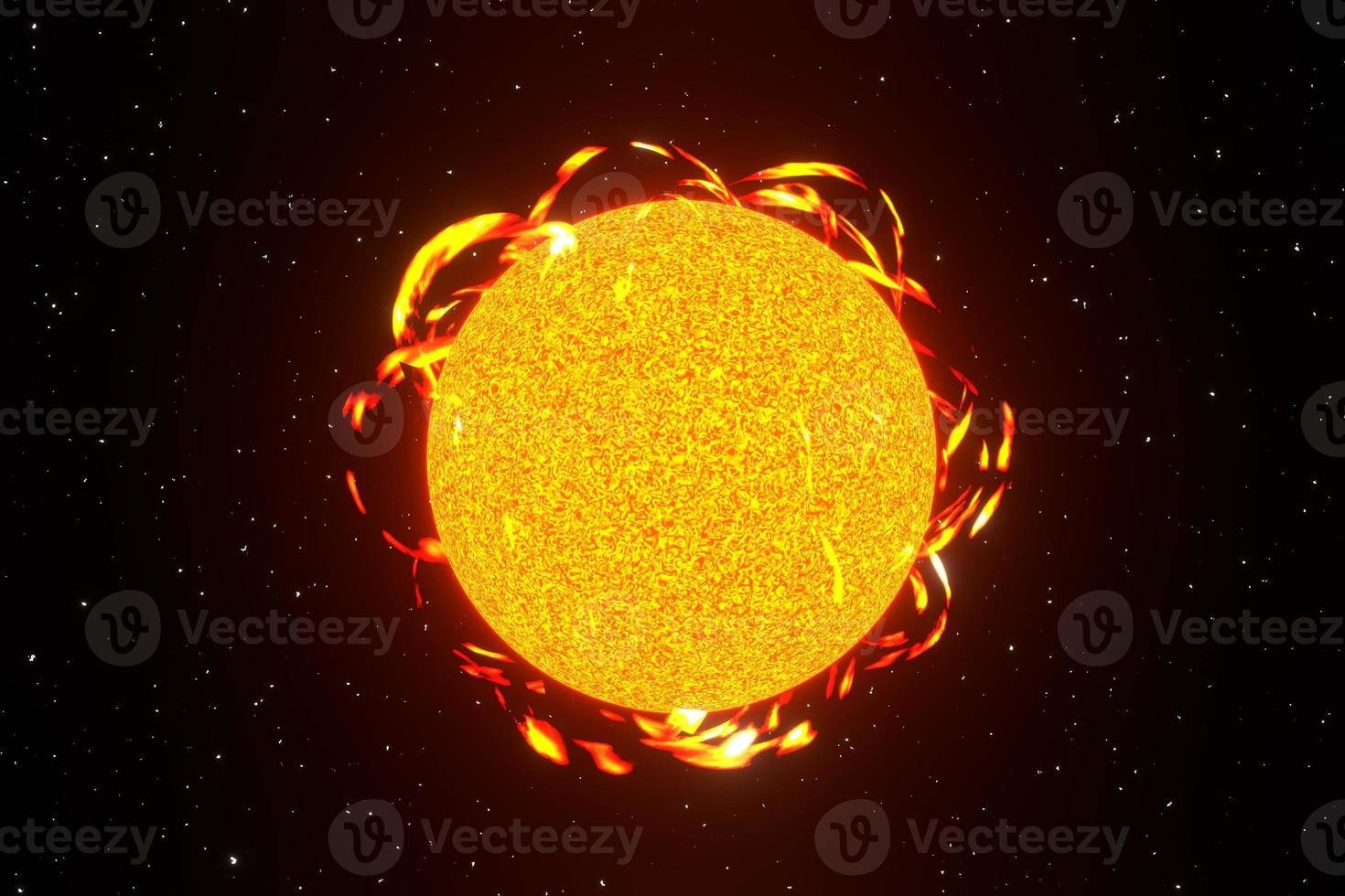 brillamento solare del sole nella rappresentazione 3d del fondo dello spazio foto