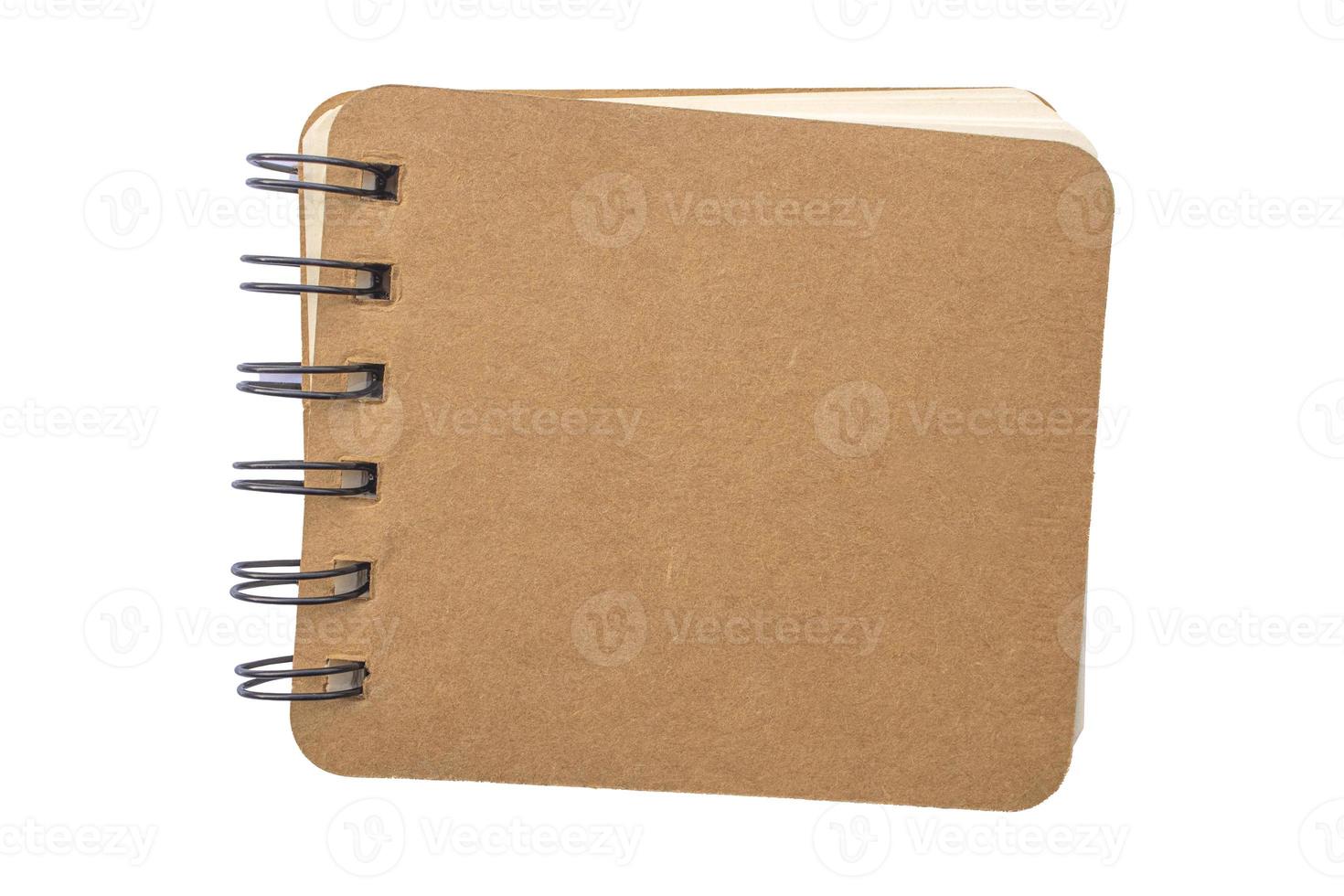 notebook marrone isolato su sfondo bianco foto