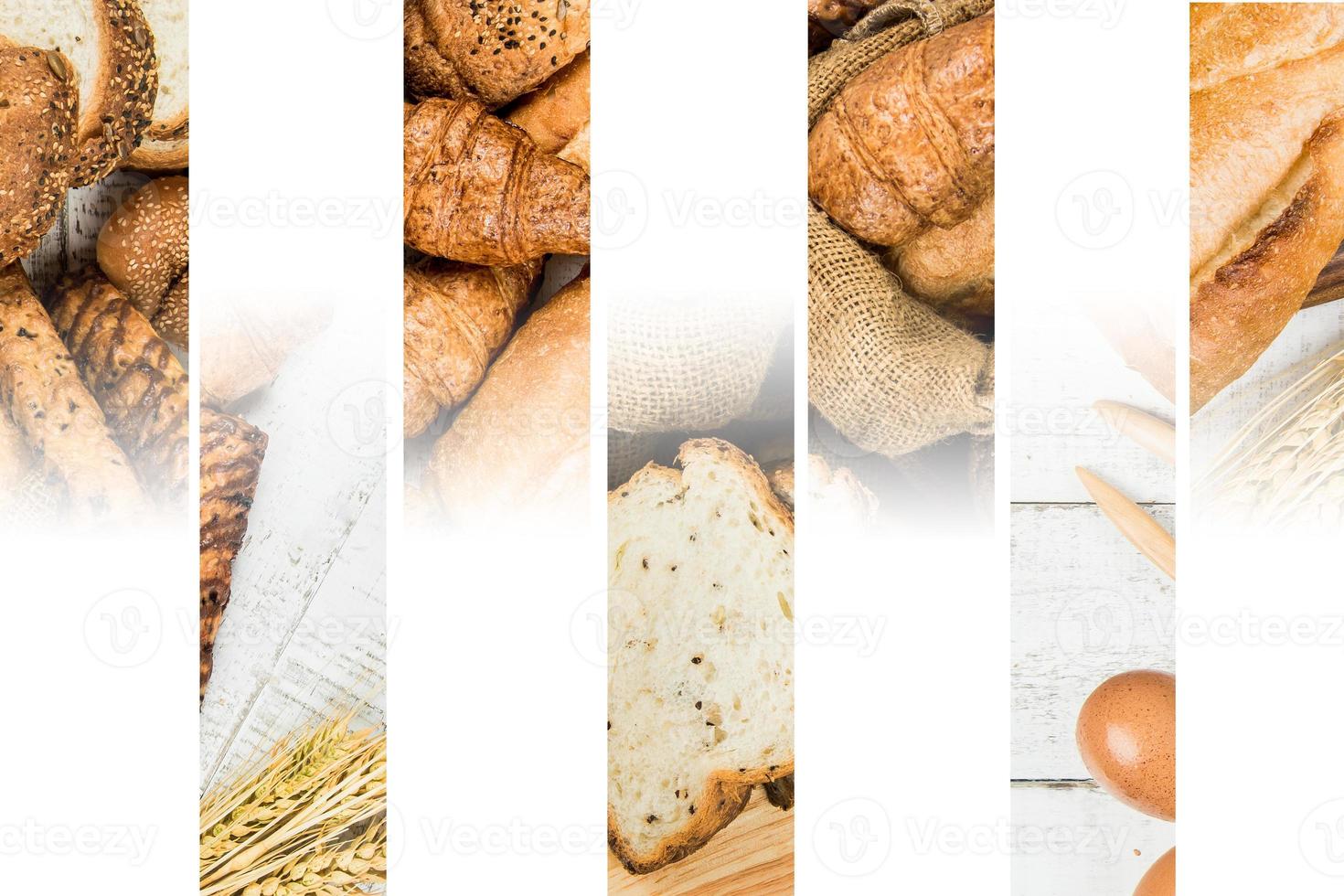panetteria su sfondo bianco legno diversi tipi di pane foto