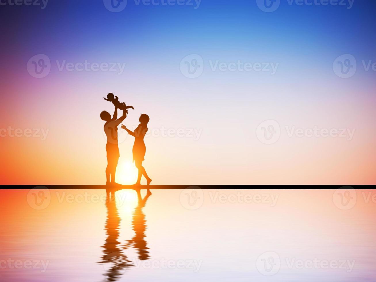 famiglia felice insieme, genitori che celebrano il loro bambino foto