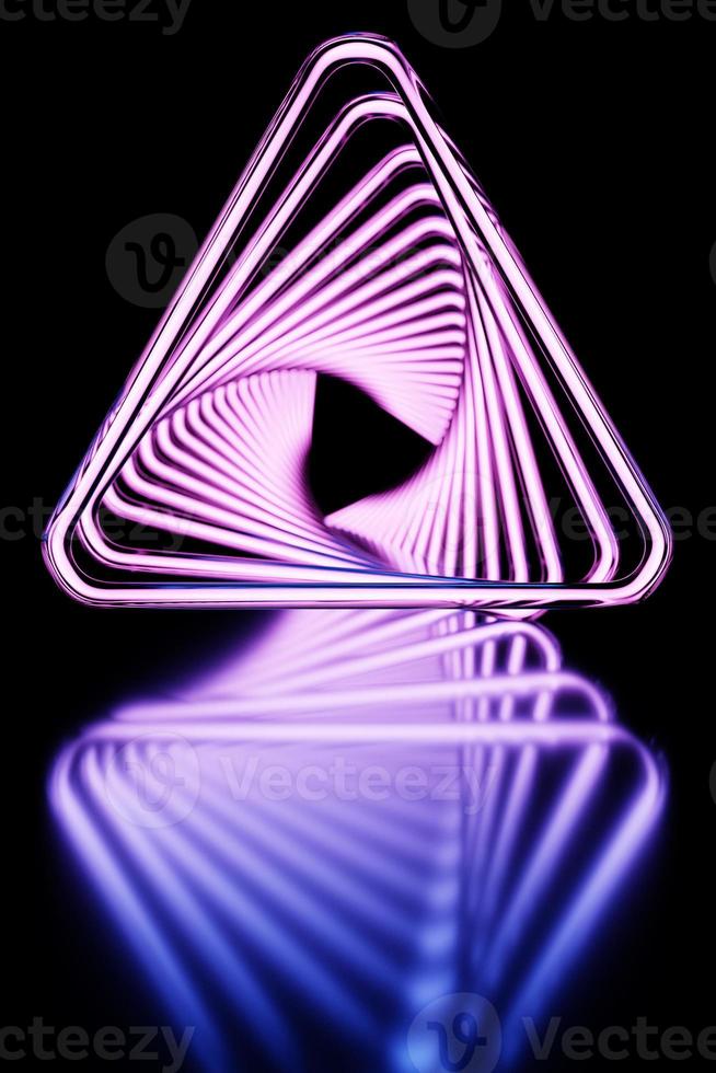 Illustrazione 3D di un triangolo di luce rosa. fantastiche forme geometriche cell.semplici foto