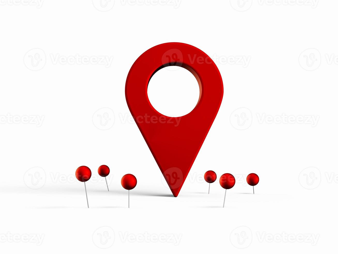 segno di localizzazione della mappa e della posizione pin o icona di navigazione segno su sfondo bianco con il concetto di ricerca. illustrazione 3d foto