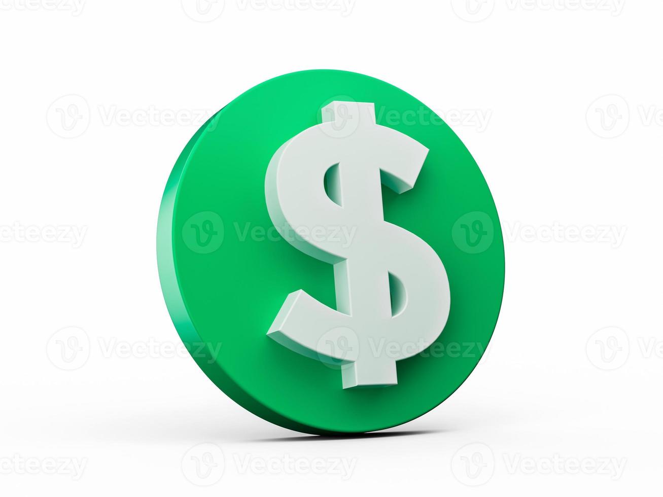 simbolo del dollaro isolato simbolo del dollaro sull'icona verde rotonda rendering 3d foto