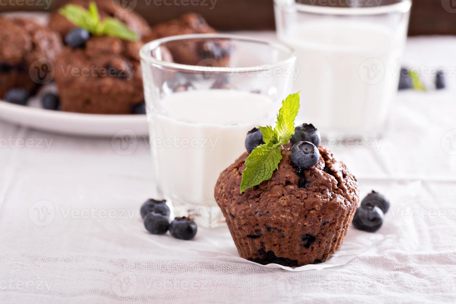 Muffin al cioccolato con mirtilli foto
