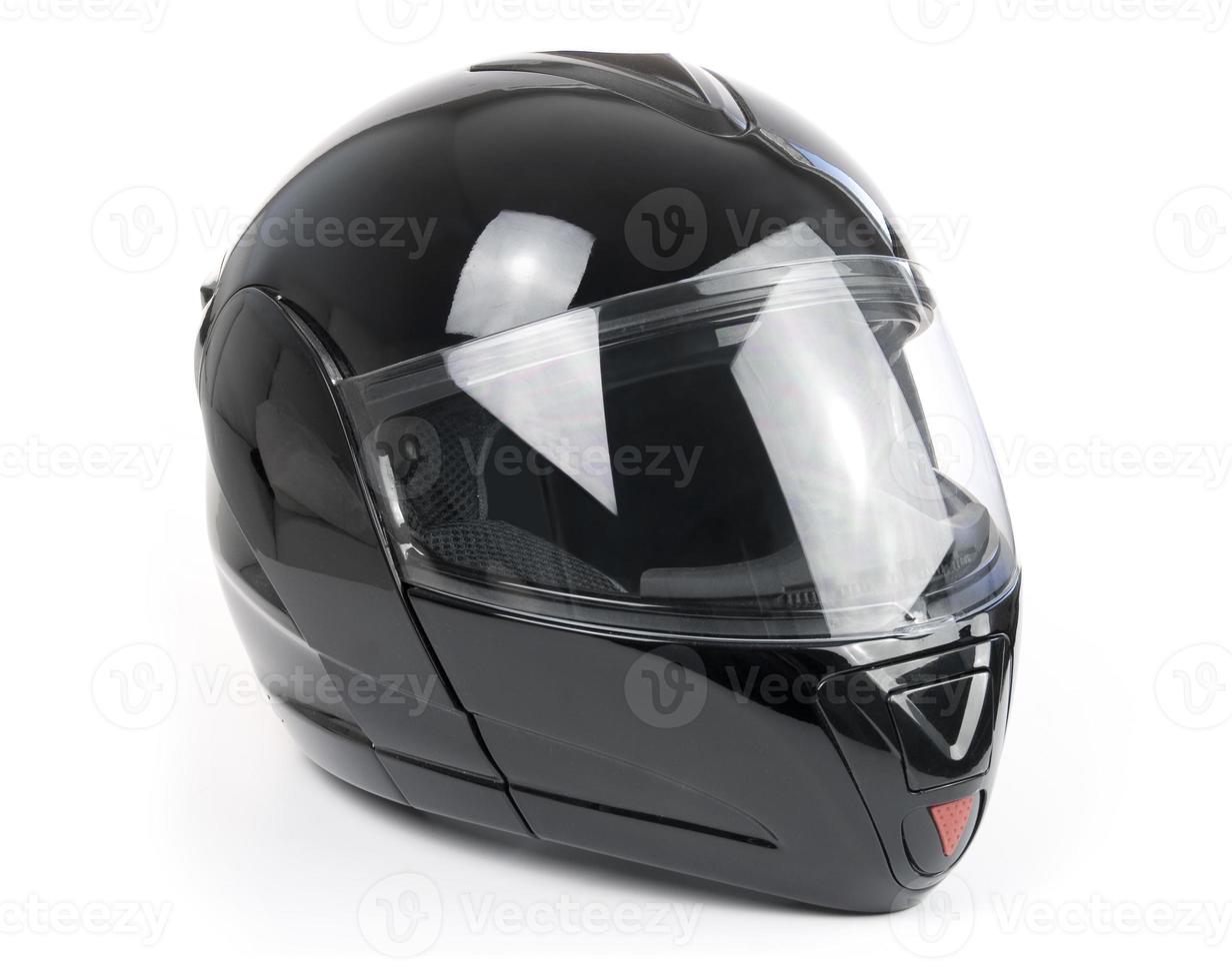 casco da motociclista nero e lucido foto