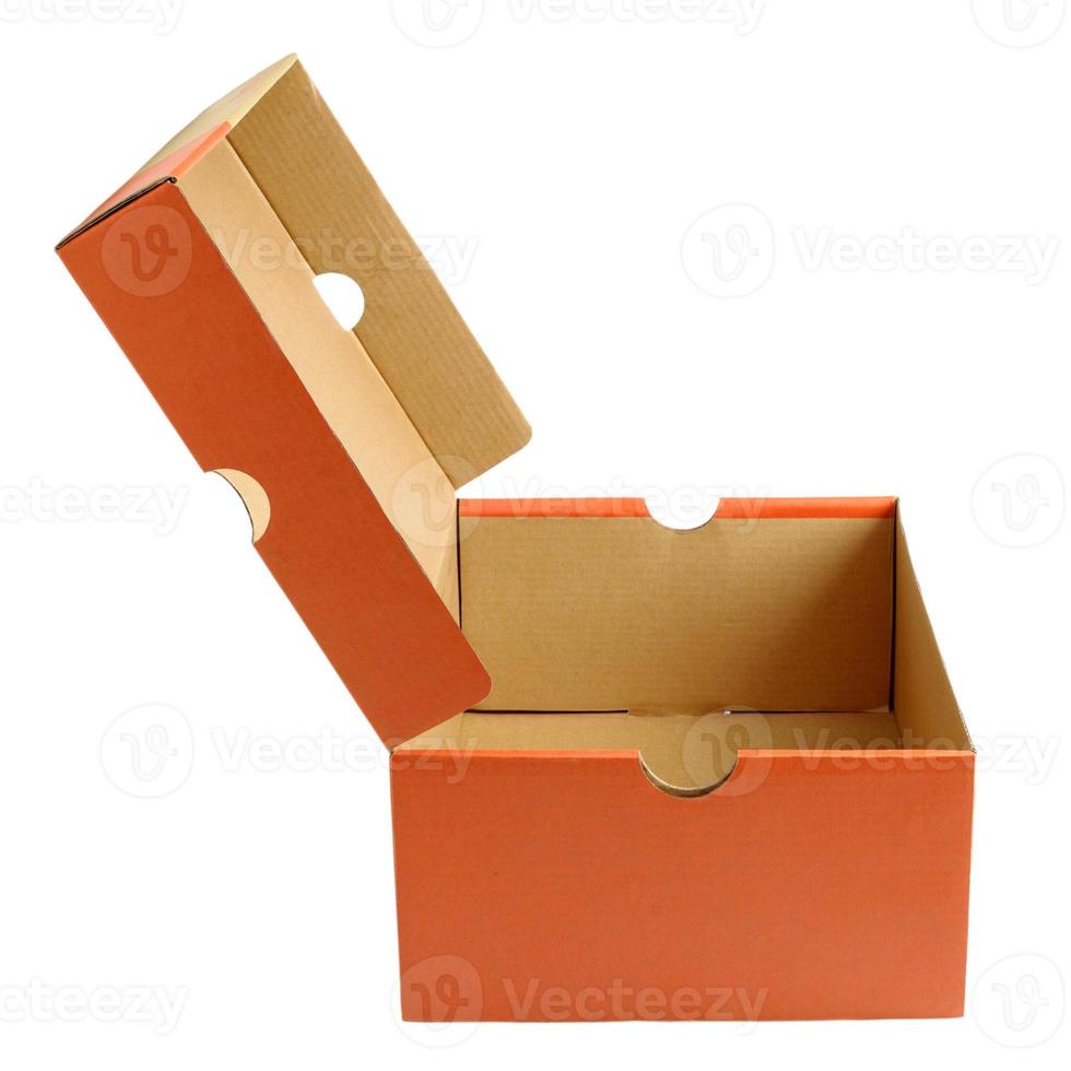 aprire la scatola di cartone scarpa vuota foto