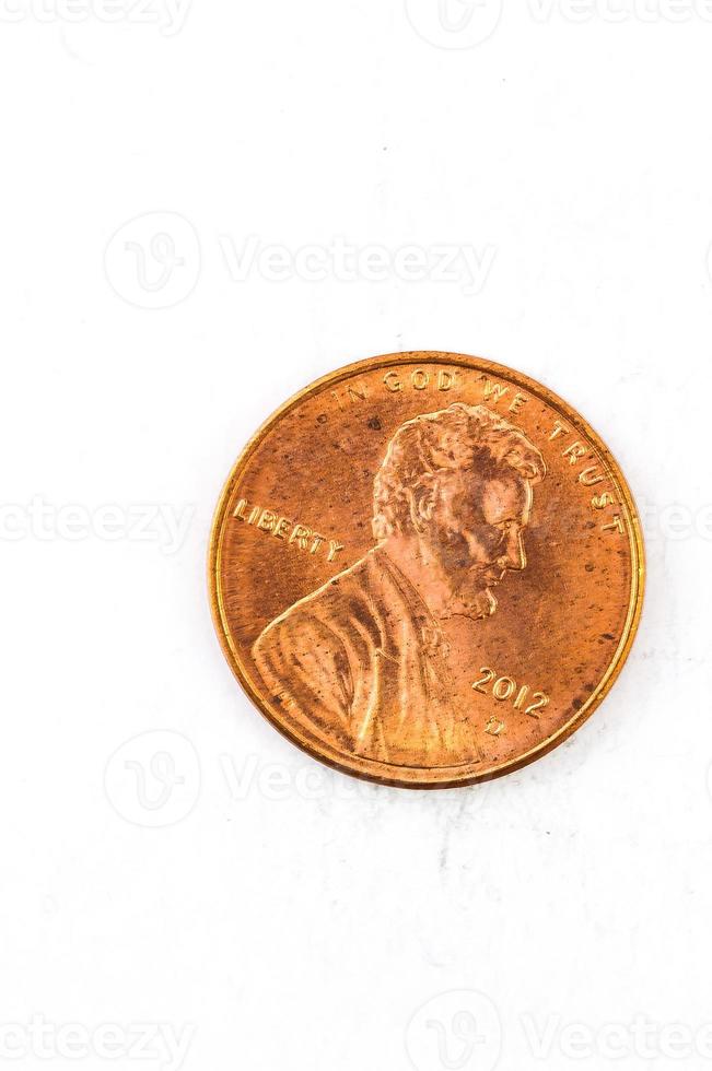Moneta da 1 centesimo di rame in dio di cui ci fidiamo foto