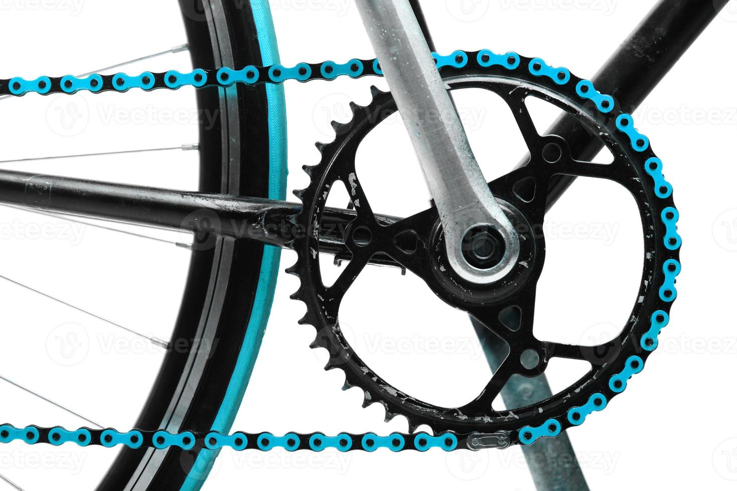 catena da bicicletta blu foto