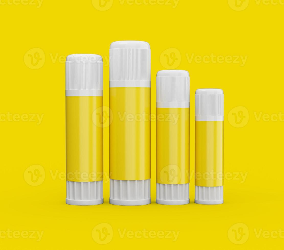 i bastoncini di colla gialli impostano l'illustrazione 3d del modello vuoto di tutte le dimensioni foto