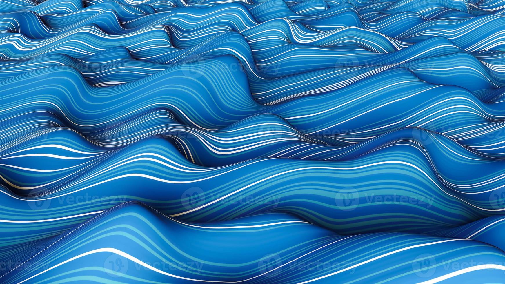 linee di tessitura oceanica. sfondo astratto blu onde dinamiche panno pieghe ondulate illustrazione 3d foto