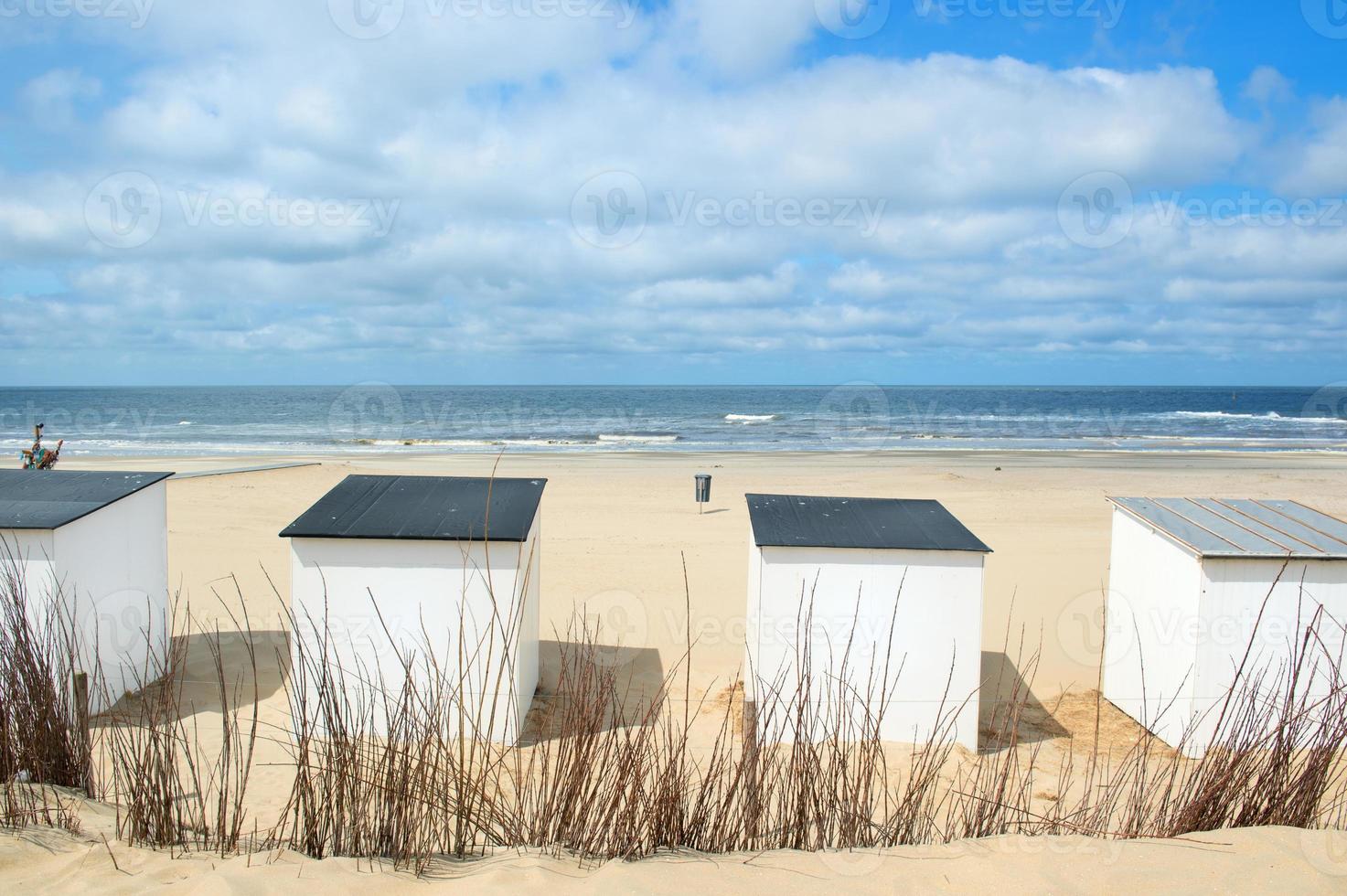 capanne blu della spiaggia a Texel foto