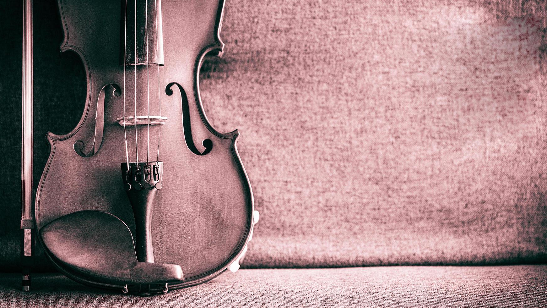 violino strumento musicale vintage dell'orchestra preso con luce naturale foto