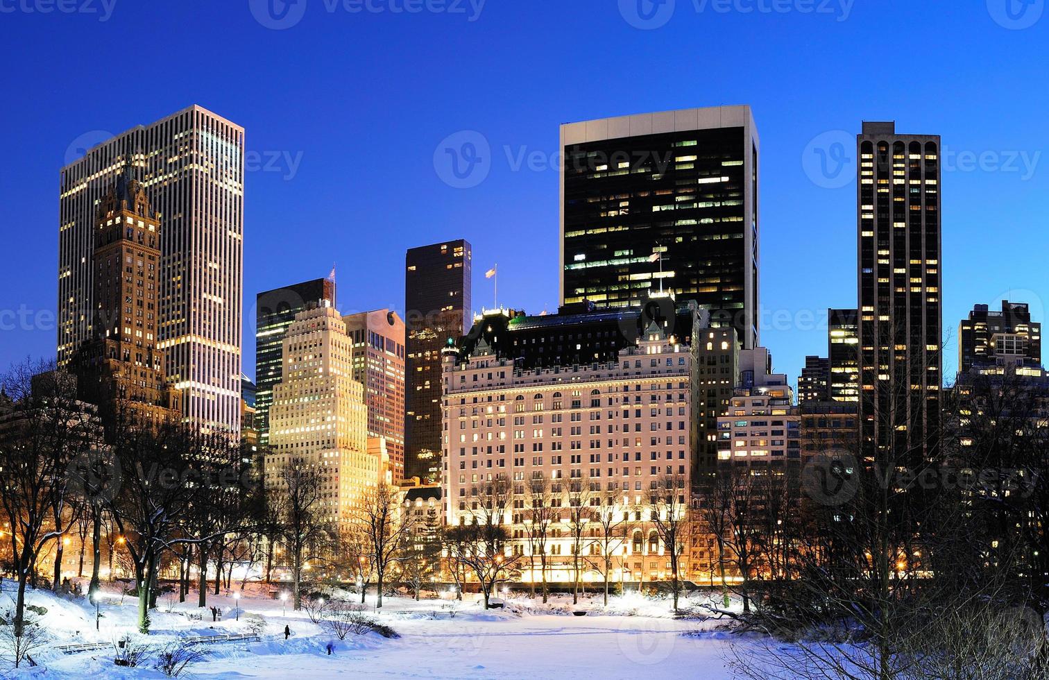 panorama del parco centrale di manhattan di new york city in inverno foto