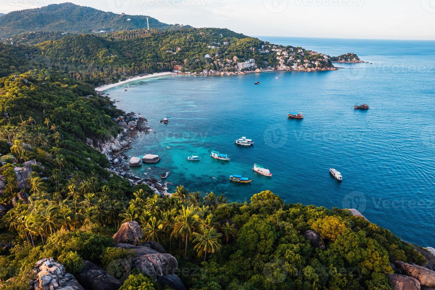 isole e baie tropicali blu, vista a volo d'uccello foto