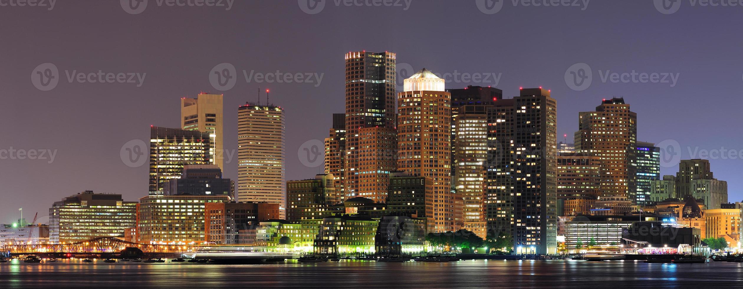 panorama notturno di Boston foto