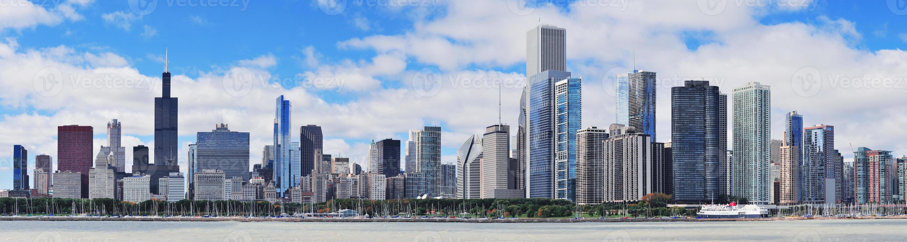 panorama urbano dell'orizzonte della città di chicago foto