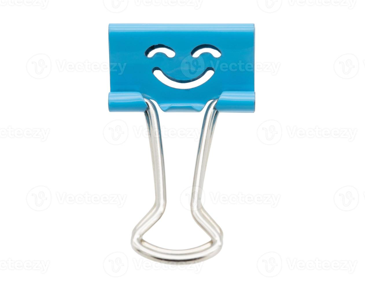 sorriso blu clip raccoglitore isolato su sfondo bianco foto