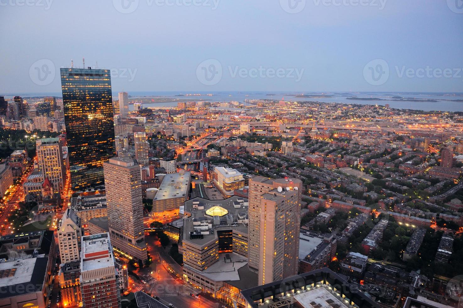 vista notturna di Boston foto