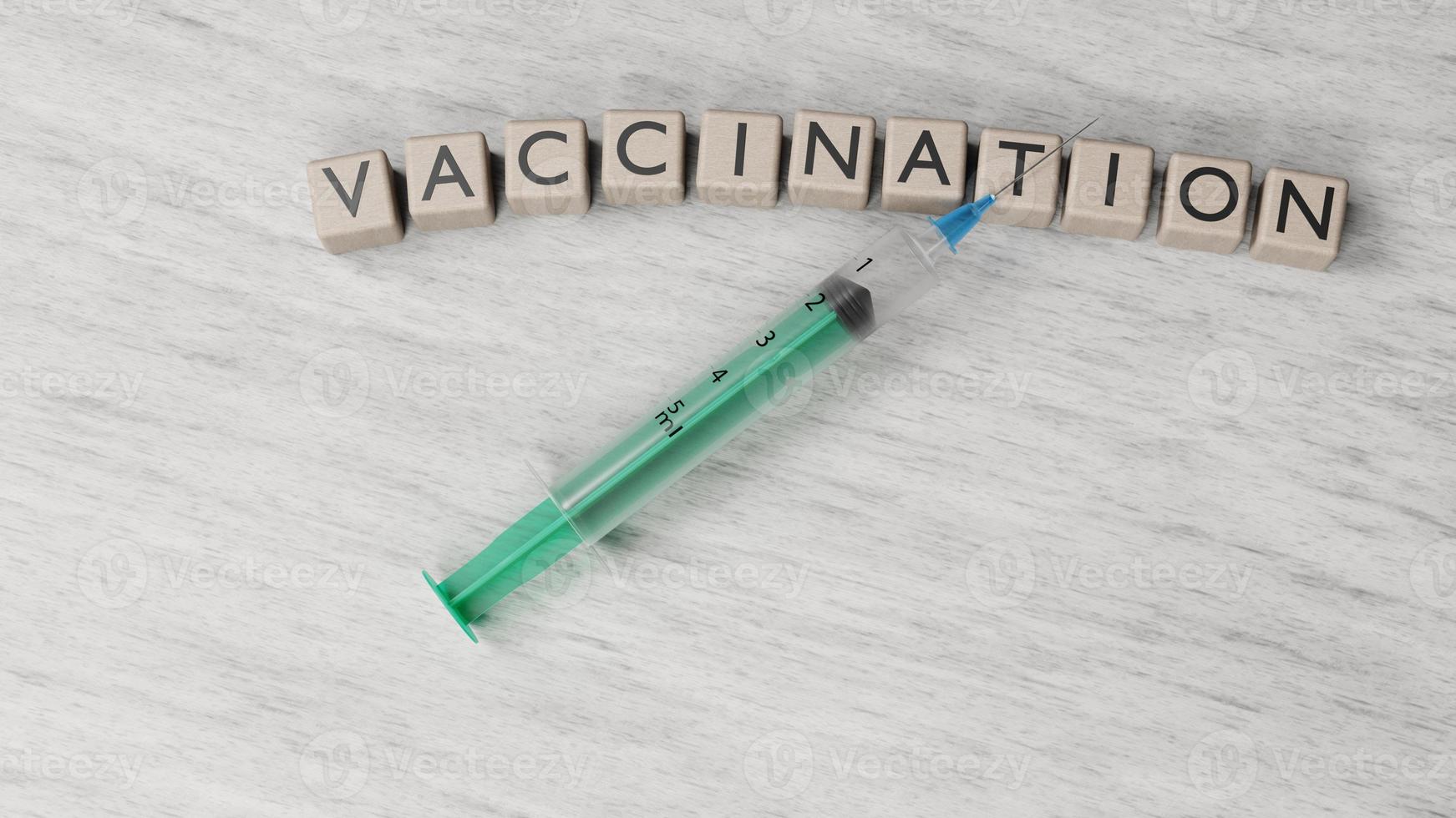 siringa medica con ago per la vaccinazione. rendering 3D foto