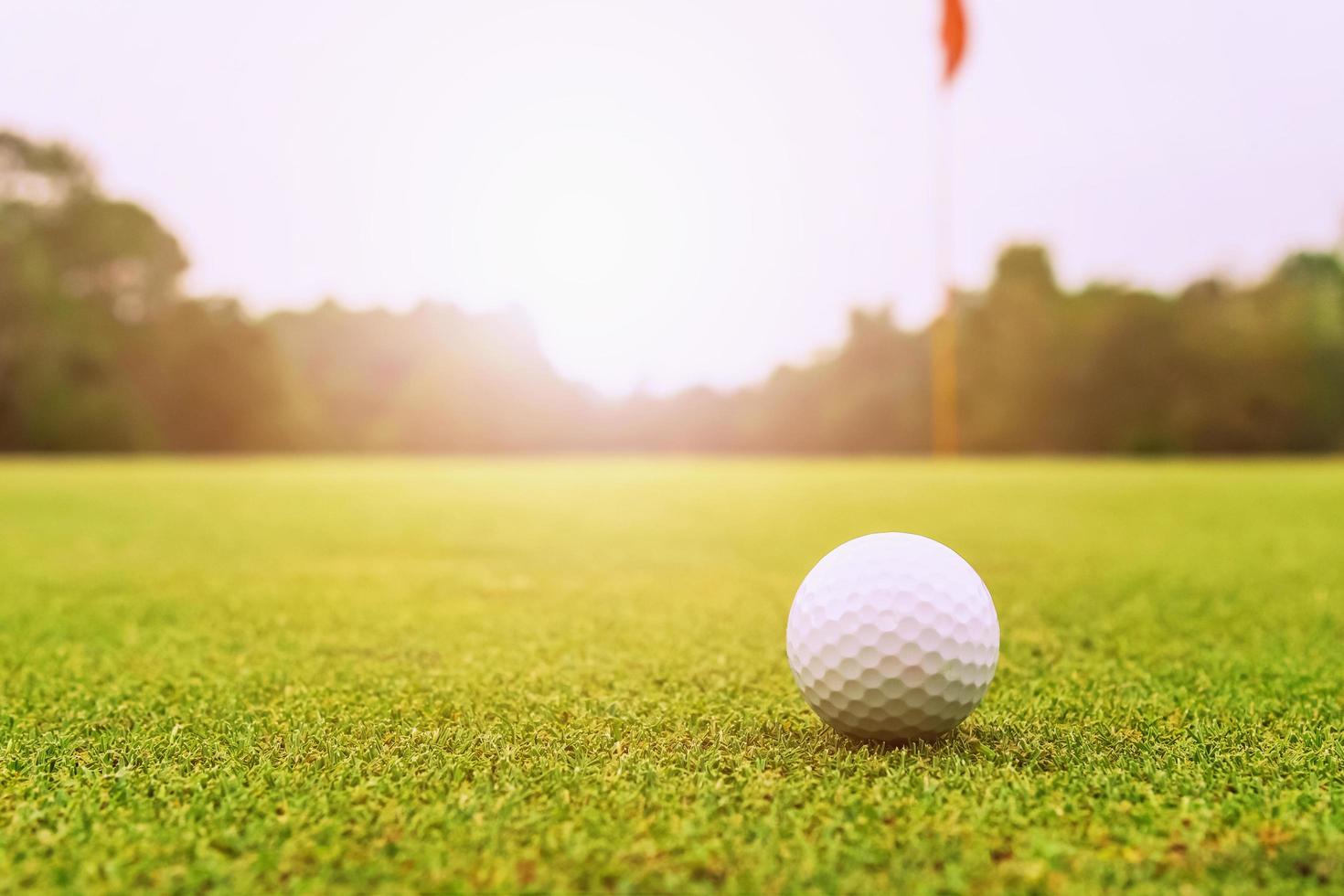 pallina da golf su erba verde con alba foto