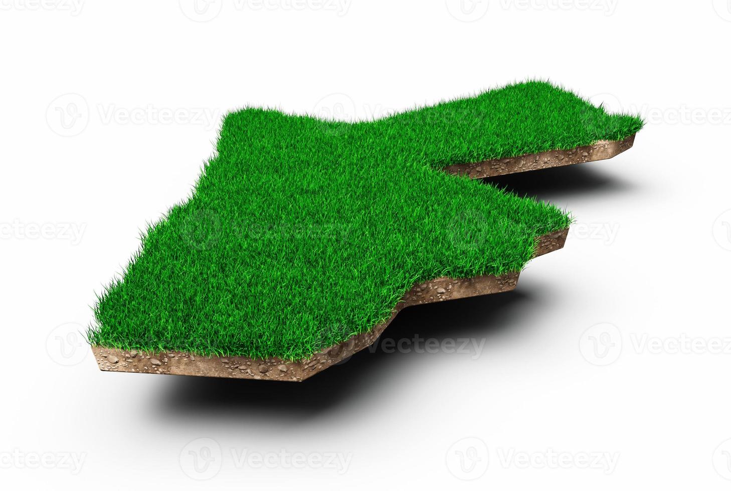 Giordania mappa suolo geologia sezione trasversale con erba verde 3d illustrazione foto