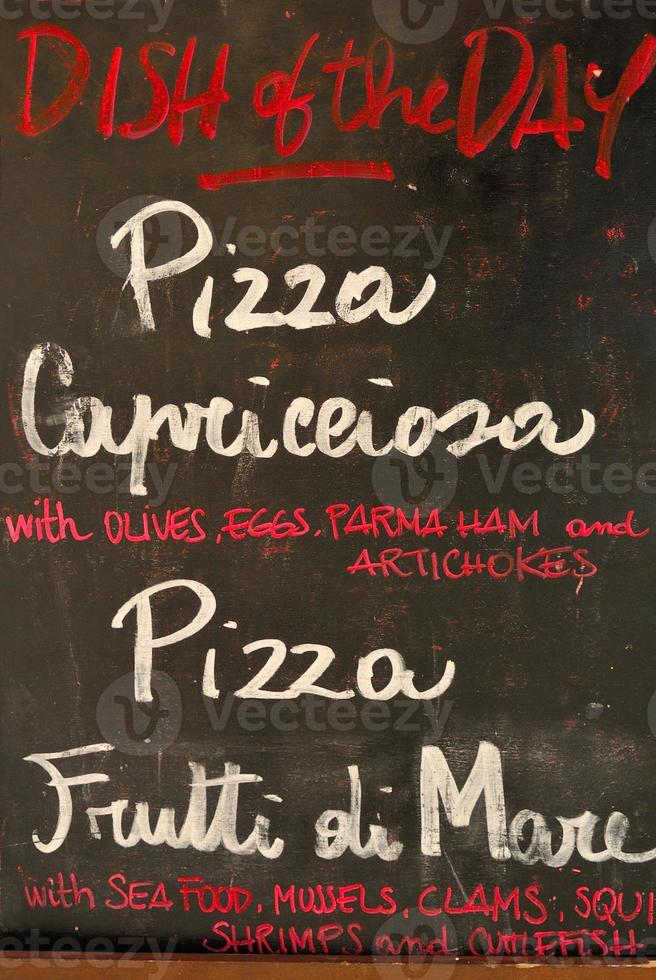 menu pizza italiana foto