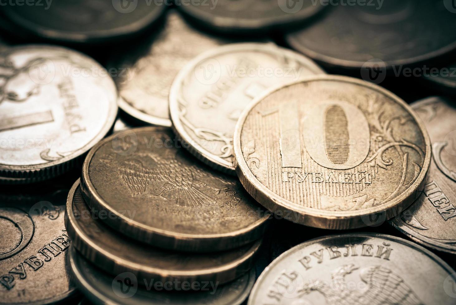 mucchio di monete russe. foto