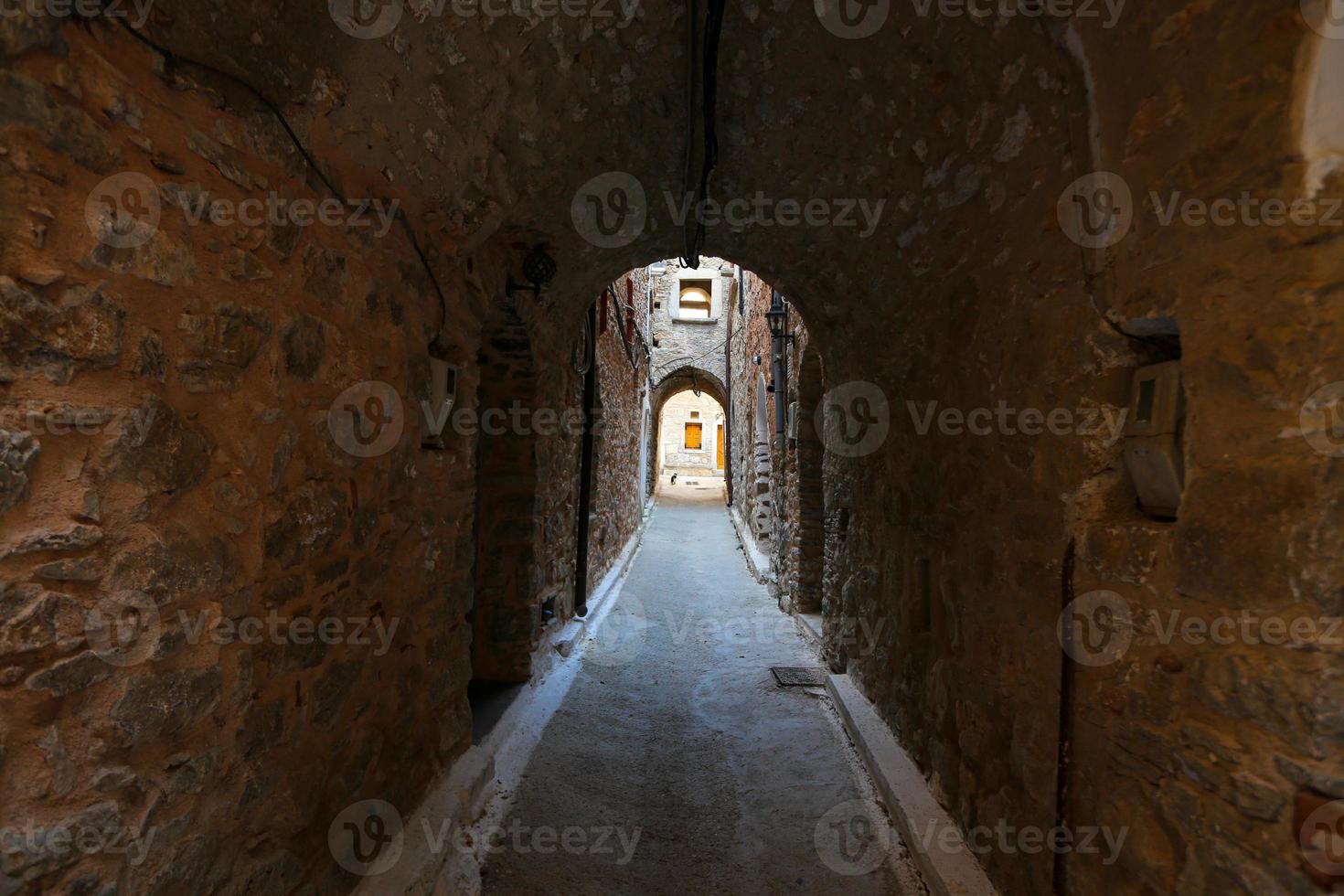 strada tradizionale a mesta, isola di chios, grecia foto