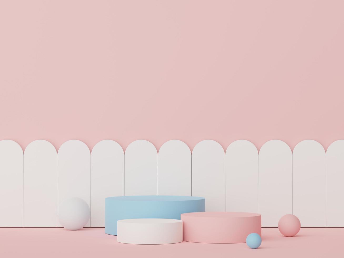 podio astratto con forme geometriche minimali. Scena di rendering 3d per mock up e presentazione del prodotto. piattaforma a piedistallo per pubblicità cosmetica. foto