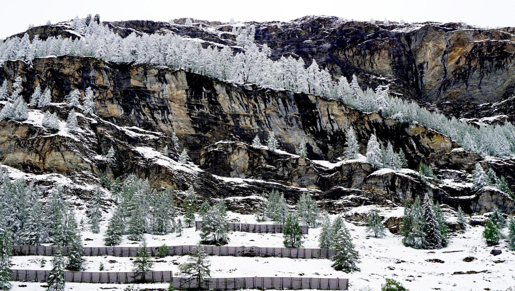 scenario delle montagne innevate di zermatt foto