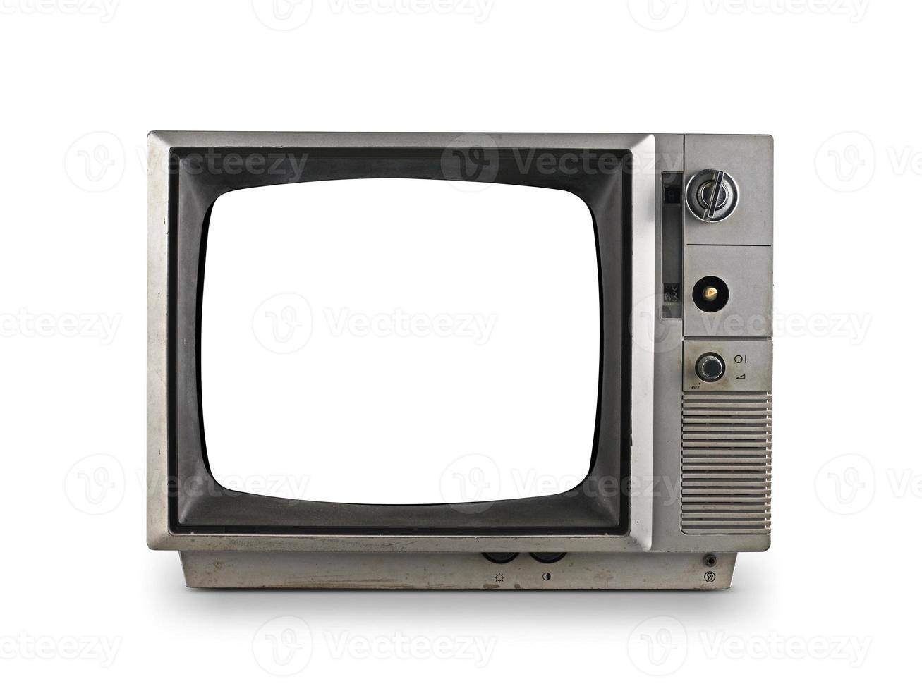 vecchia tv su sfondo bianco isolato foto