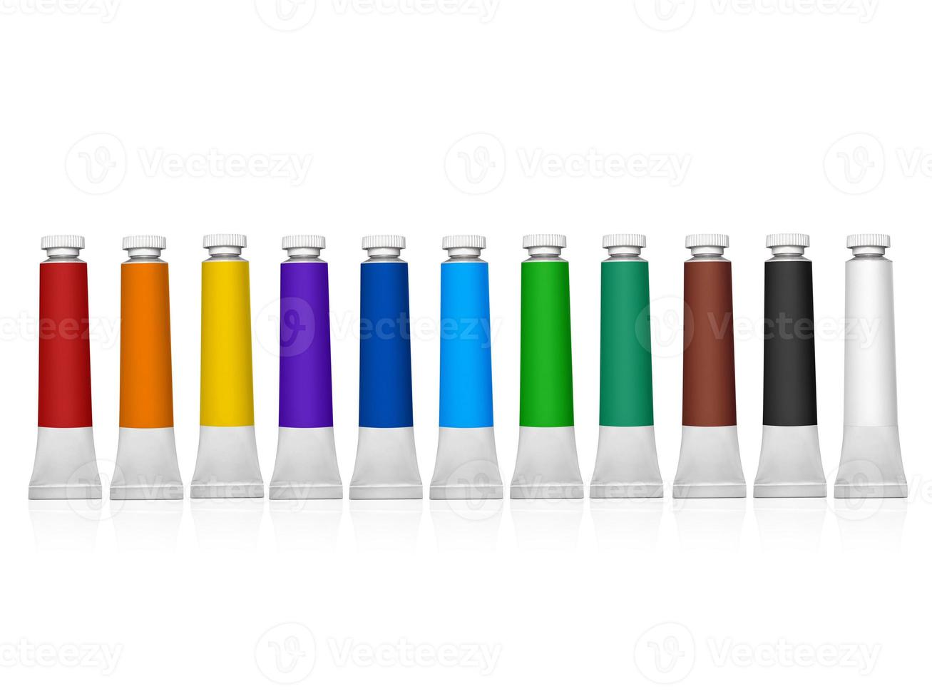 set di tubi colorati con una vernice su sfondo bianco foto